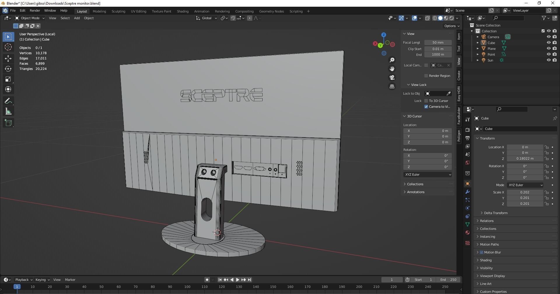 Desktop Moniter Low-poly 3D model_11