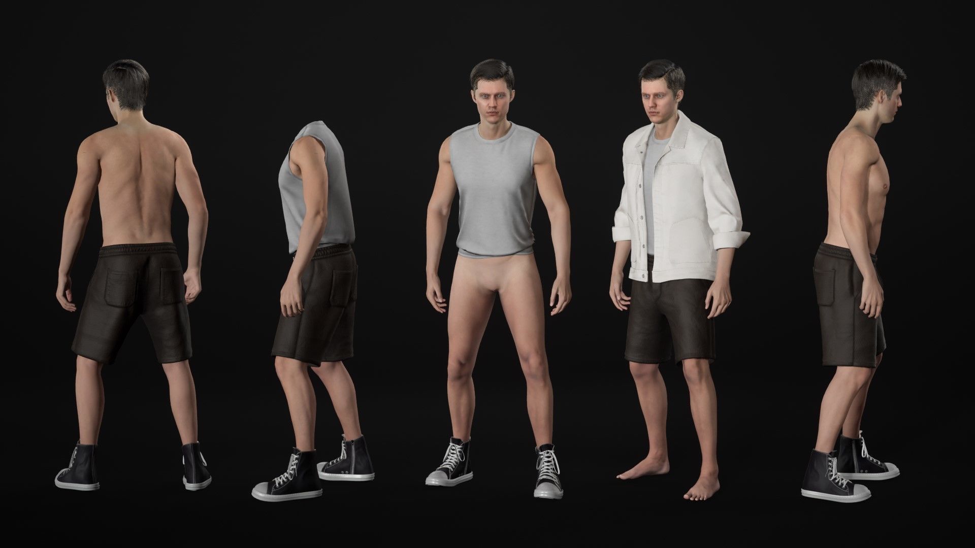 Man - Casual Outfit 10 - Modular - Rigged Low-poly 3D model_21