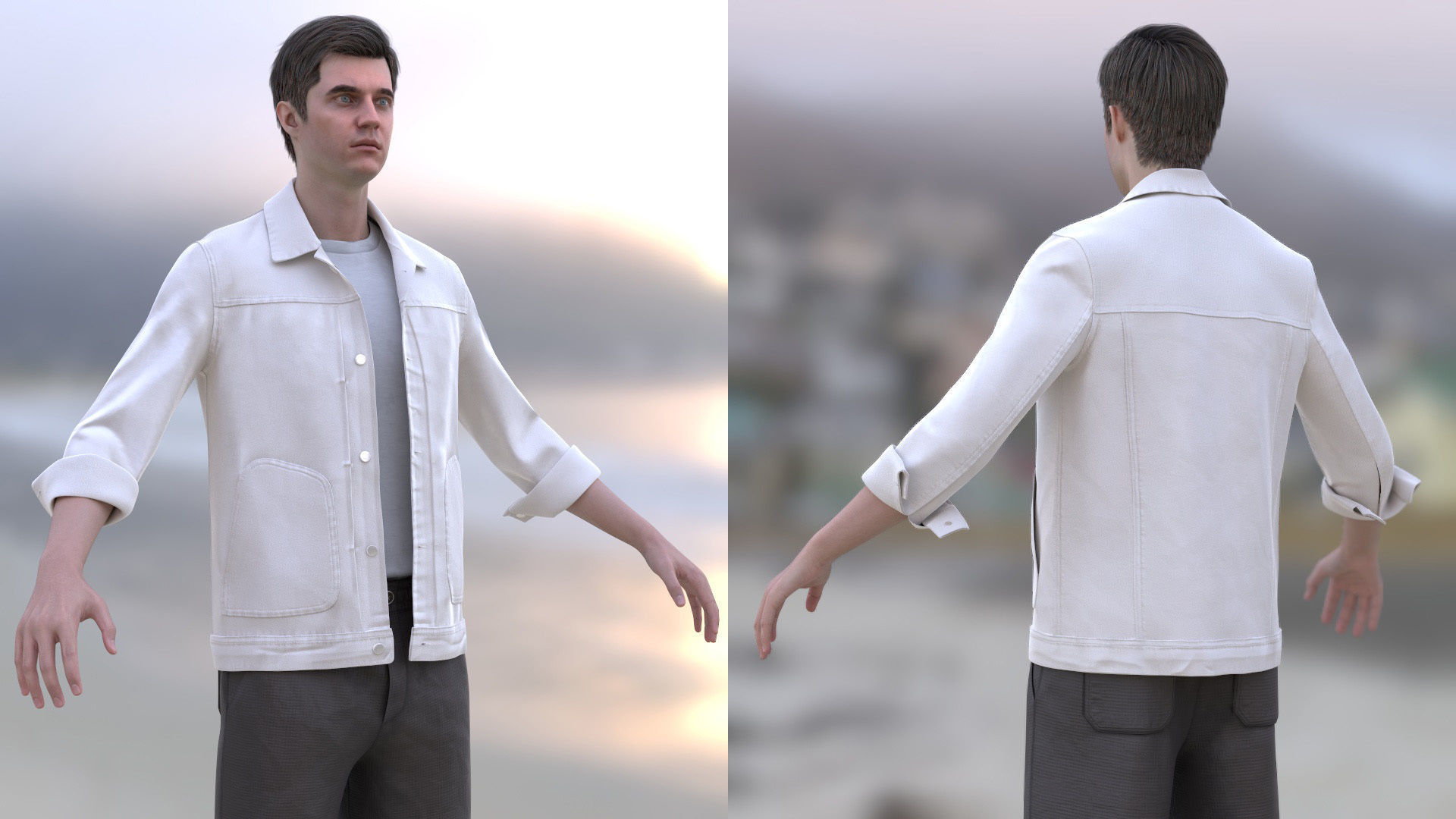 Man - Casual Outfit 10 - Modular - Rigged Low-poly 3D model_4