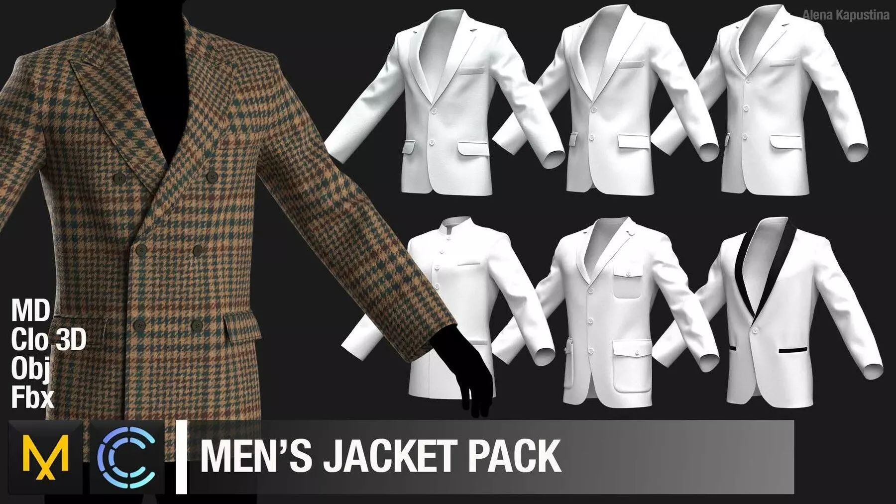 Classic mens jackets pack  Marvelous Designer  Clo 3D project 3D model_0