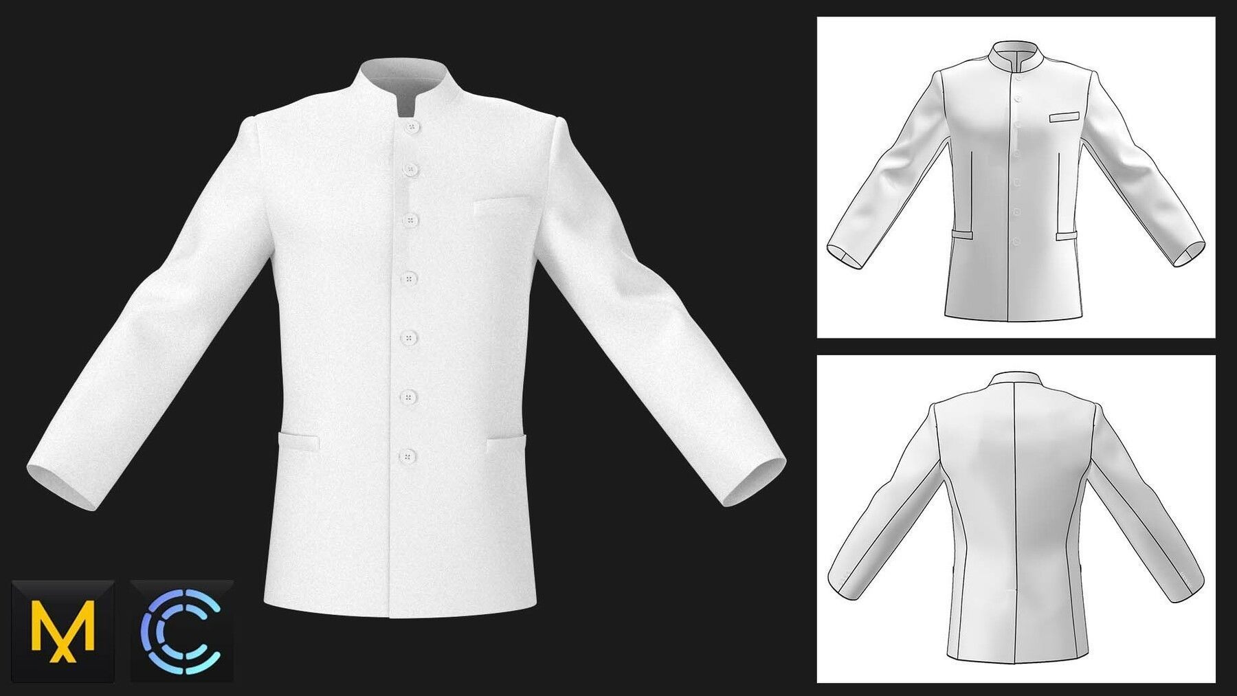 Classic mens jackets pack  Marvelous Designer  Clo 3D project 3D model_6