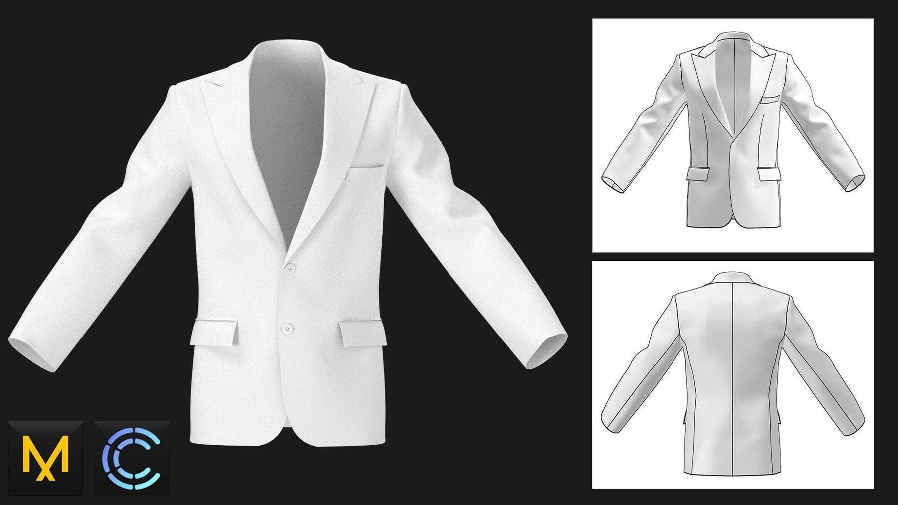 Classic mens jackets pack  Marvelous Designer  Clo 3D project 3D model_4