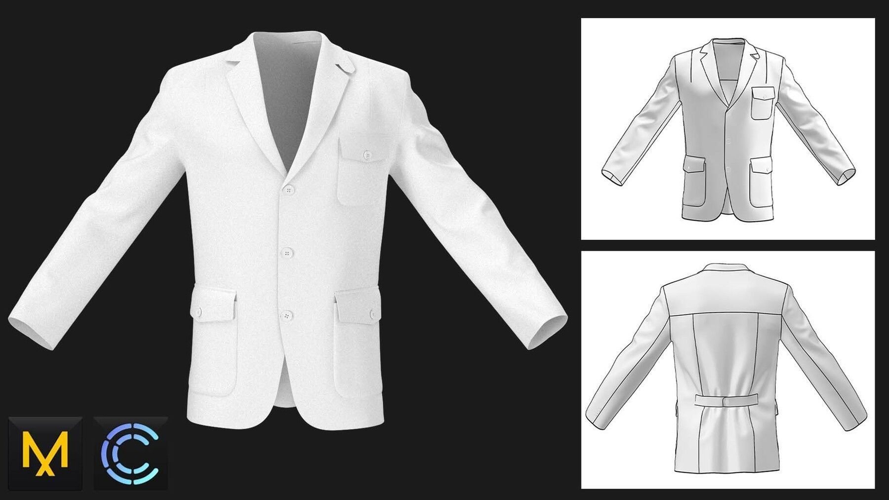 Classic mens jackets pack  Marvelous Designer  Clo 3D project 3D model_8