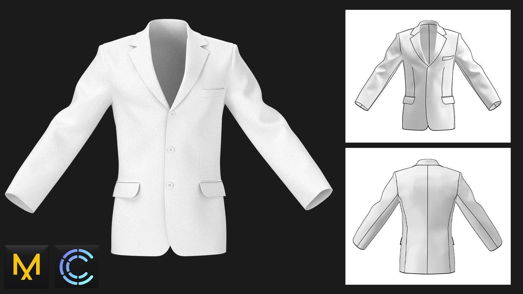 Classic mens jackets pack  Marvelous Designer  Clo 3D project 3D model_5