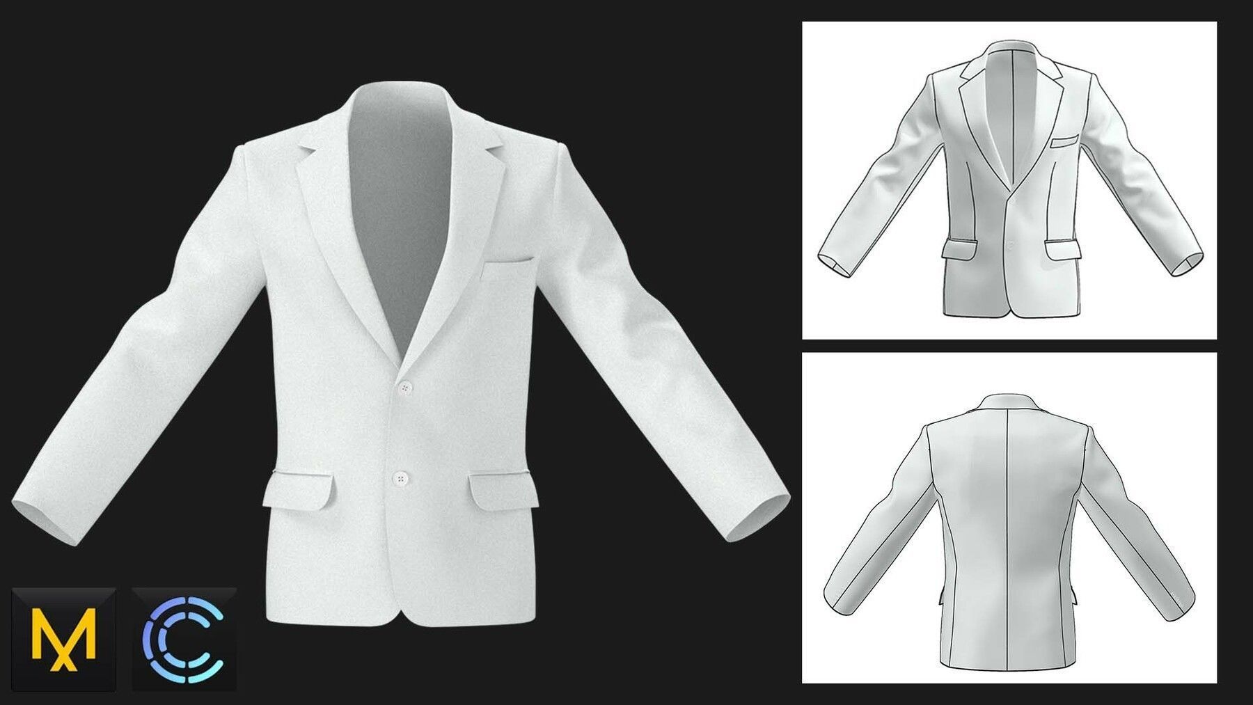 Classic mens jackets pack  Marvelous Designer  Clo 3D project 3D model_3