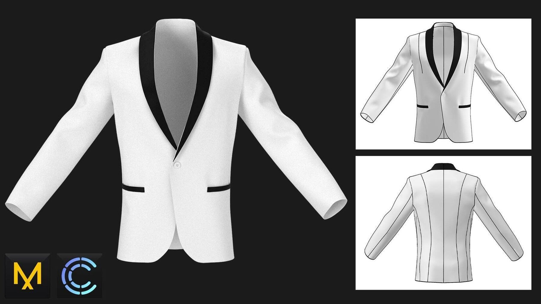 Classic mens jackets pack  Marvelous Designer  Clo 3D project 3D model_7