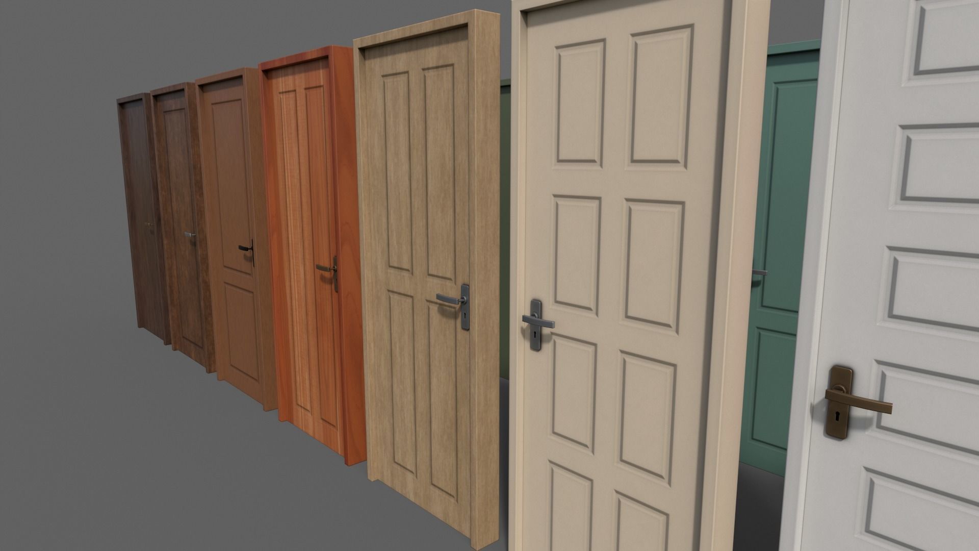 PBR Wood Door With Frame B Low-poly 3D model_3