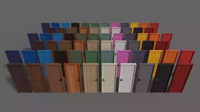 PBR Wood Door With Frame B Low-poly 3D model