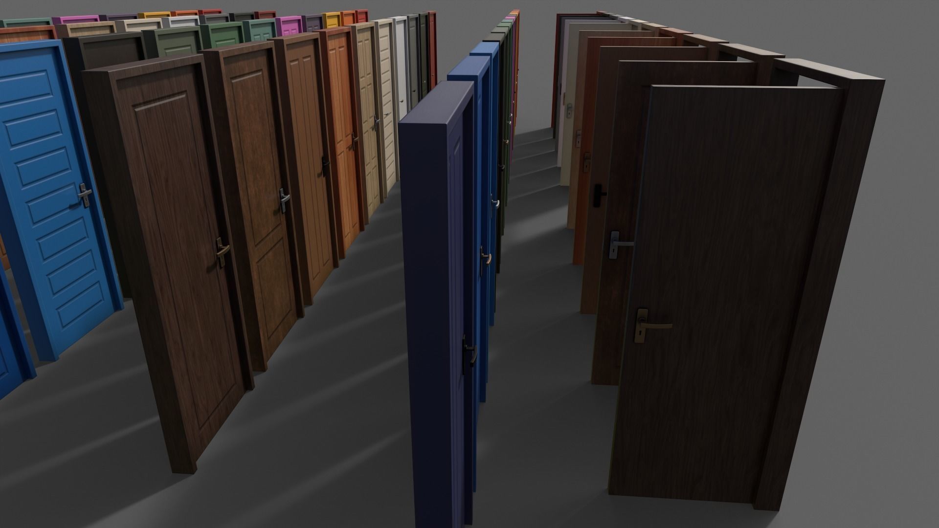 PBR Wood Door With Frame B Low-poly 3D model_13
