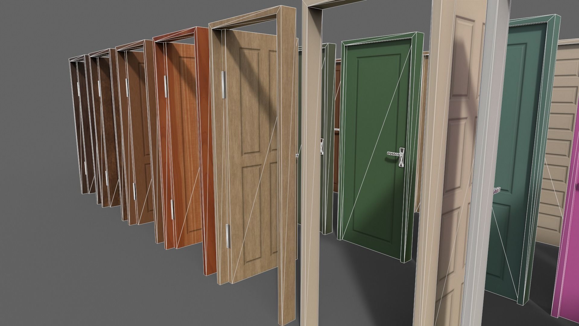 PBR Wood Door With Frame B Low-poly 3D model_5