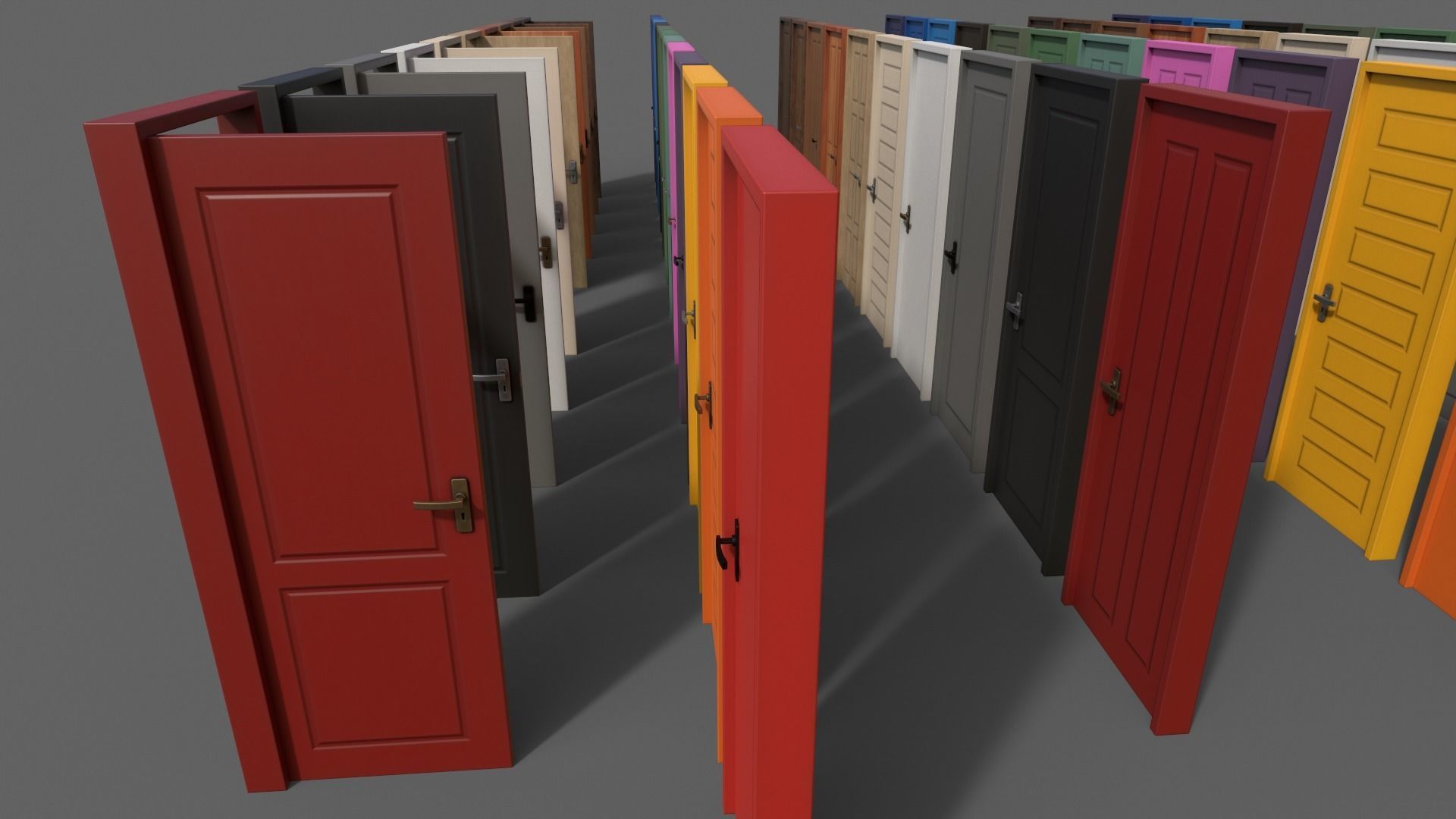 PBR Wood Door With Frame B Low-poly 3D model_10