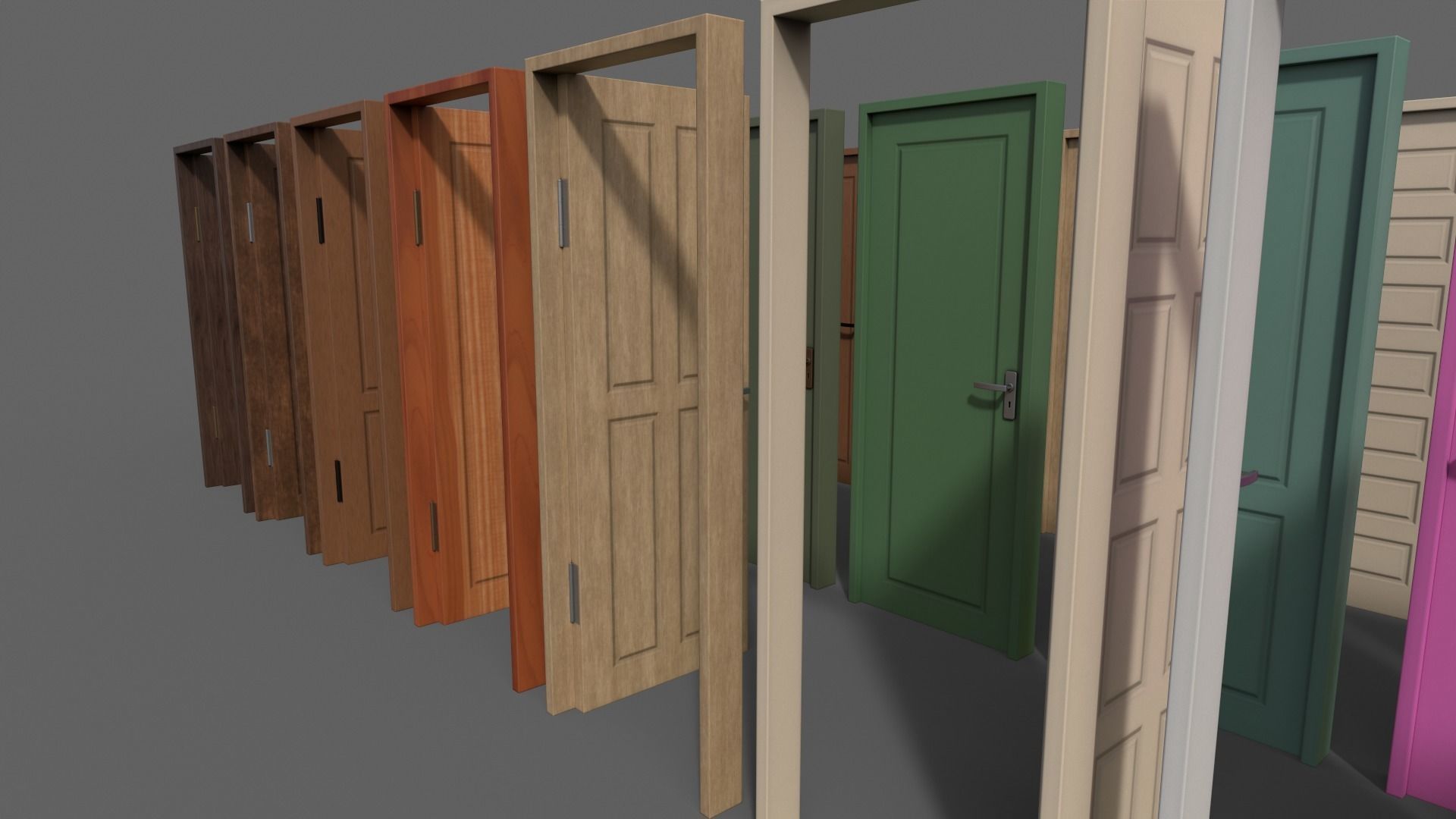 PBR Wood Door With Frame B Low-poly 3D model_4