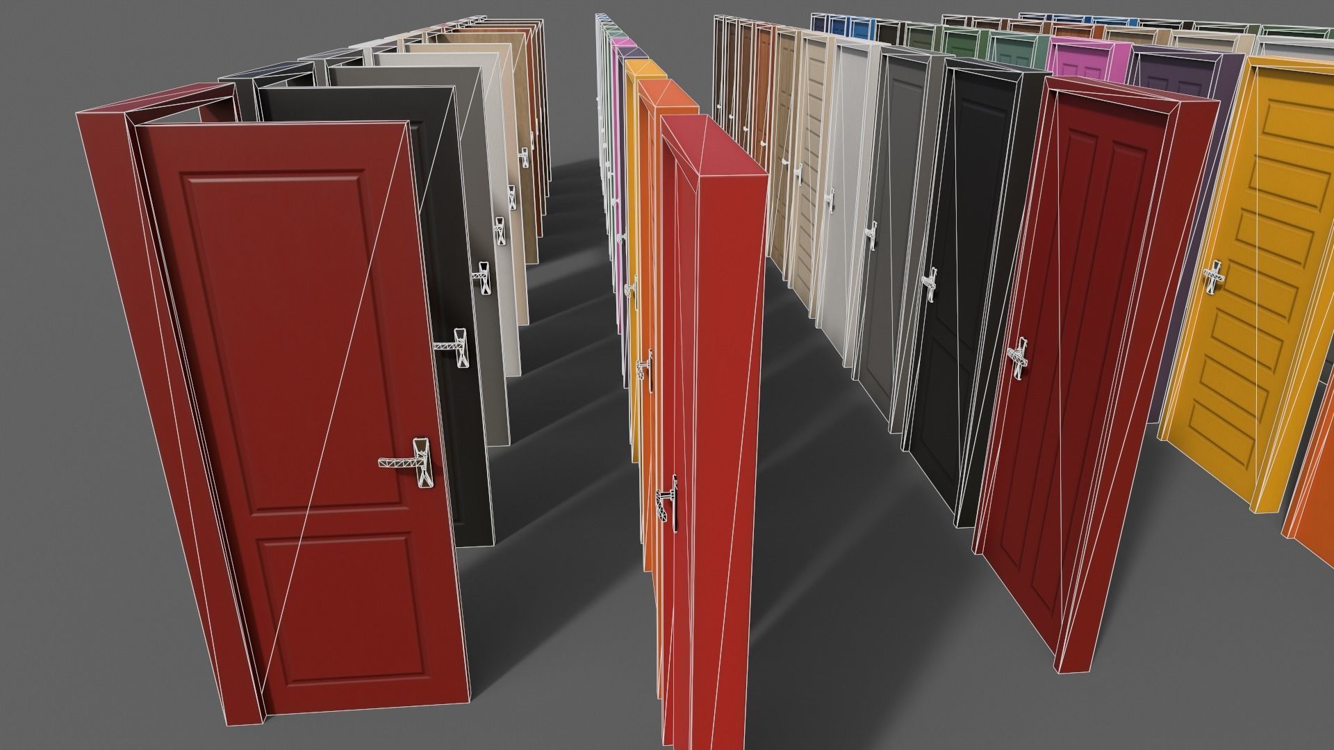PBR Wood Door With Frame B Low-poly 3D model_11