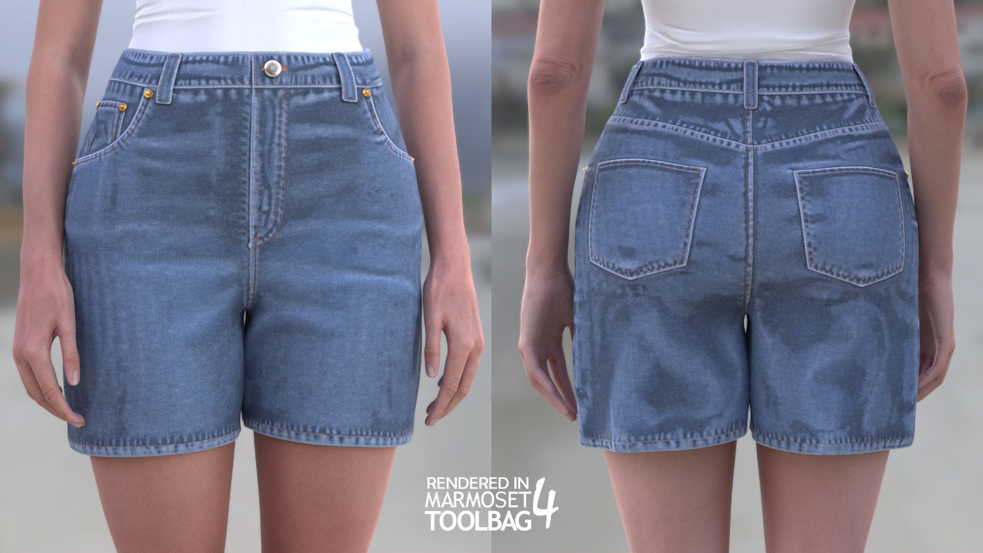 Woman - Summer Outfit - Modular - Rigged - Animated Low-poly 3D model_9