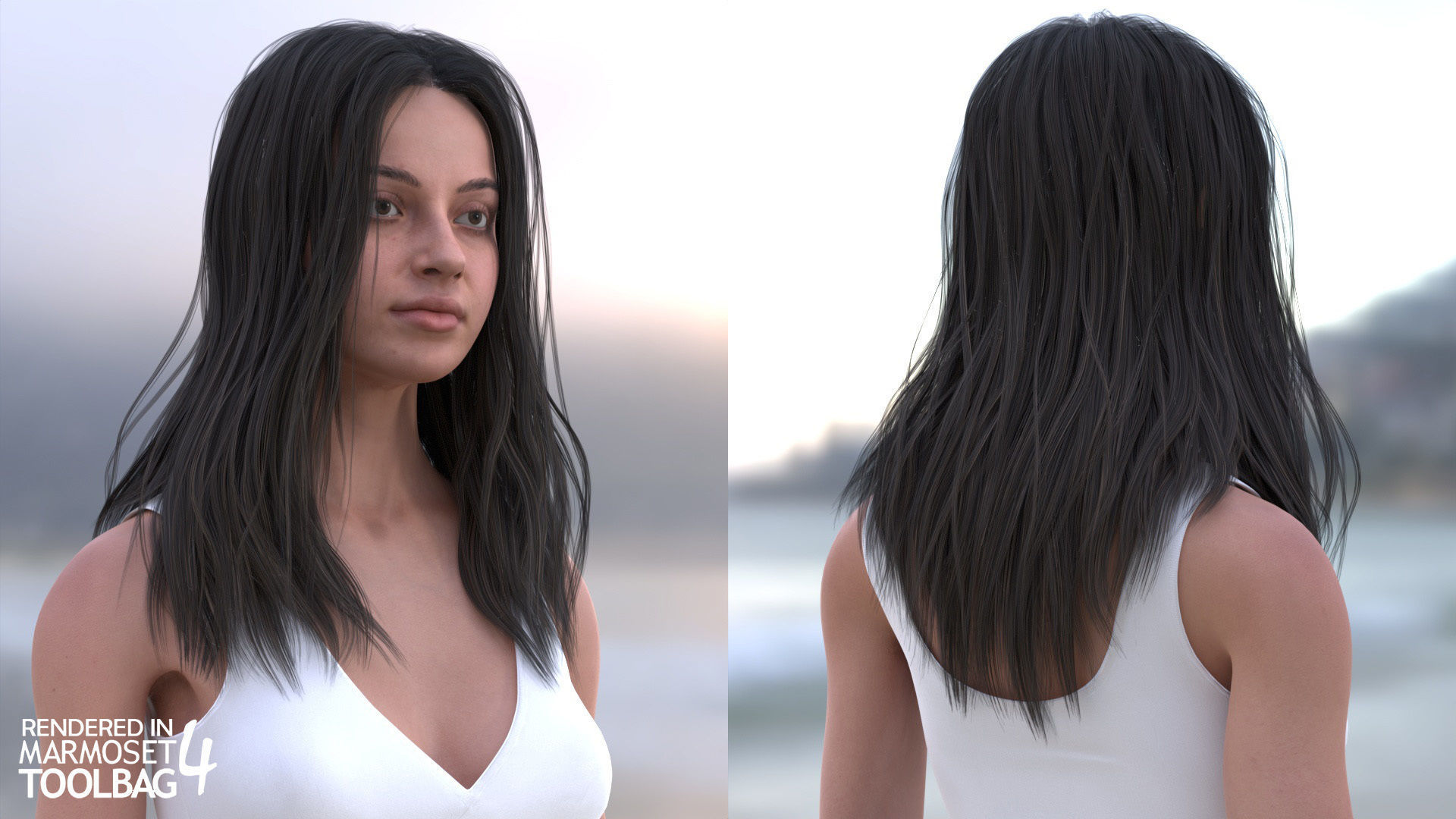 Woman - Summer Outfit - Modular - Rigged - Animated Low-poly 3D model_13