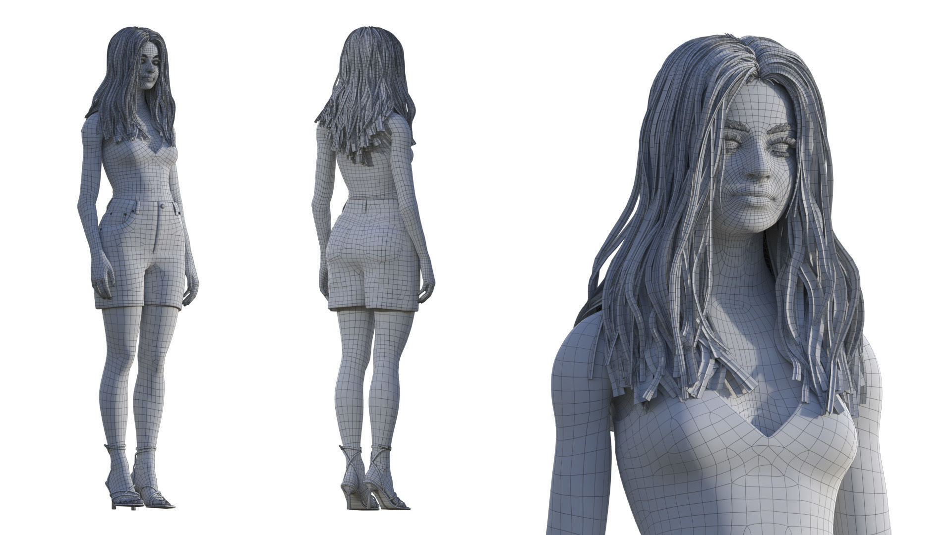 Woman - Summer Outfit - Modular - Rigged - Animated Low-poly 3D model_21
