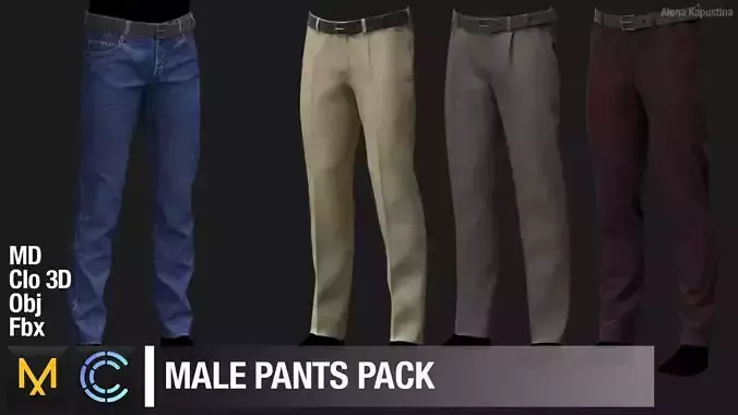 Male pants pack  Marvelous Designer  Clo 3D project 3D model