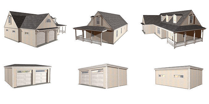 COLLECTION OF HOUSES Low-poly 3D model 7