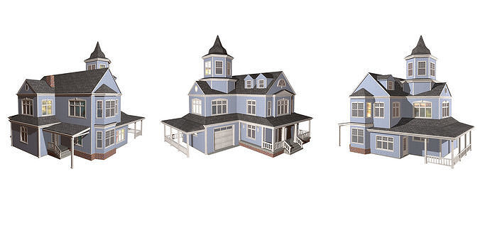 COLLECTION OF HOUSES Low-poly 3D model 5