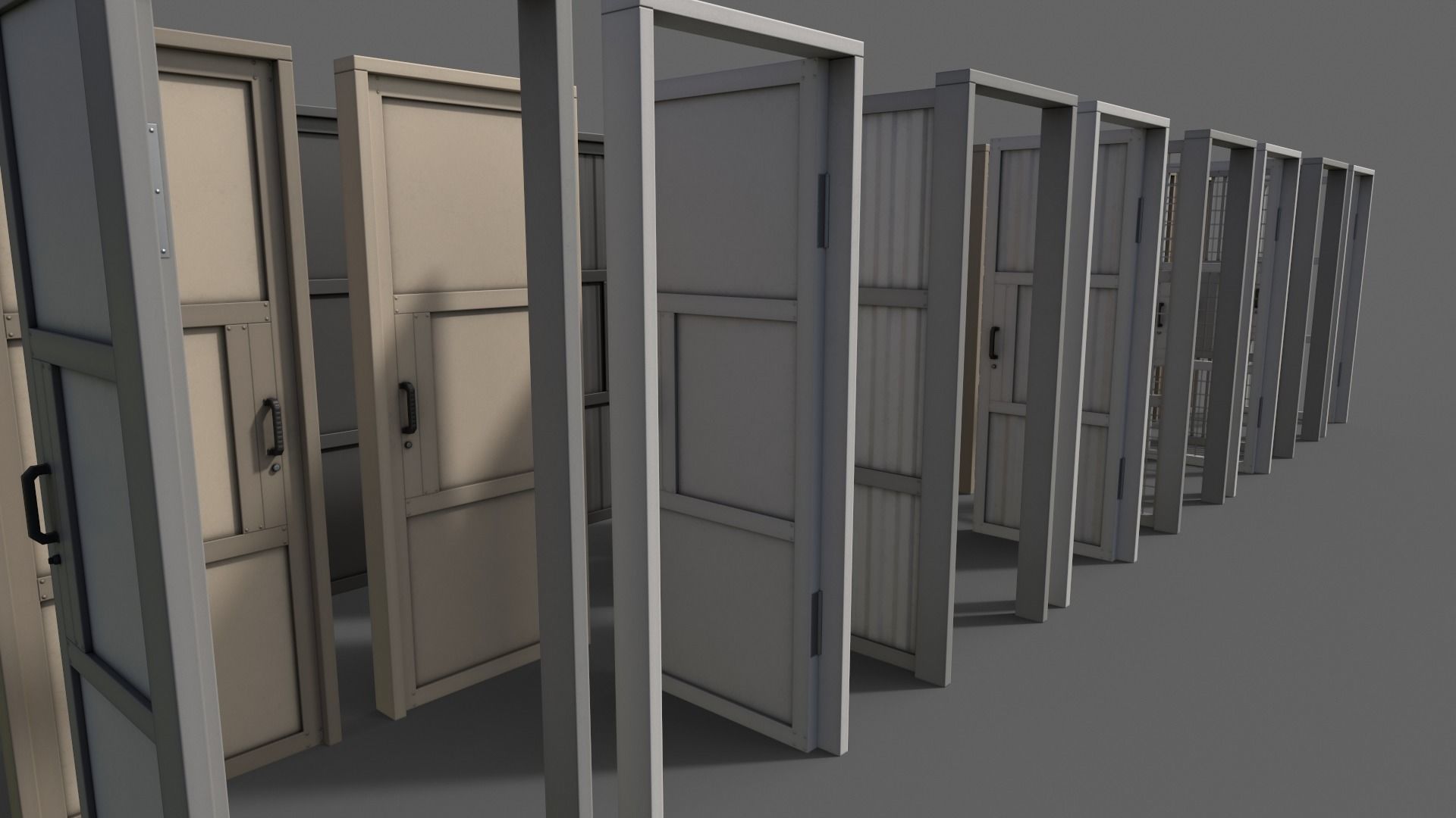 PBR Metal Door With Frame A Low-poly 3D model_7