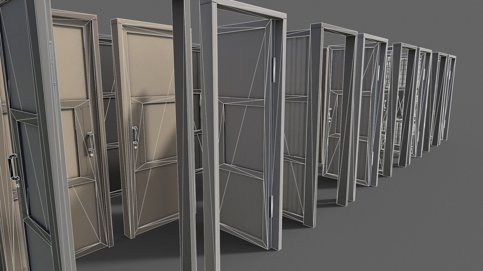 PBR Metal Door With Frame A Low-poly 3D model_8