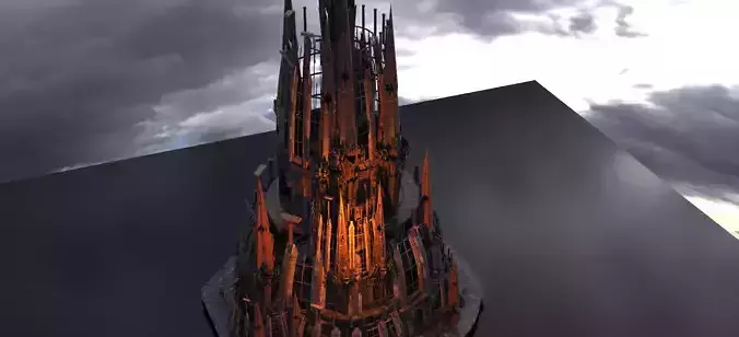 Dark Volcano Tower castle Ruin Castle 