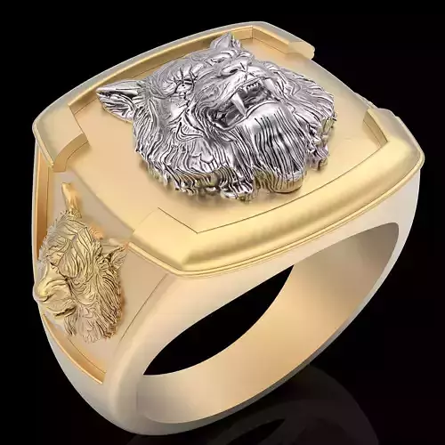 Tiger Lion Man Ring silver gold printable jewelry