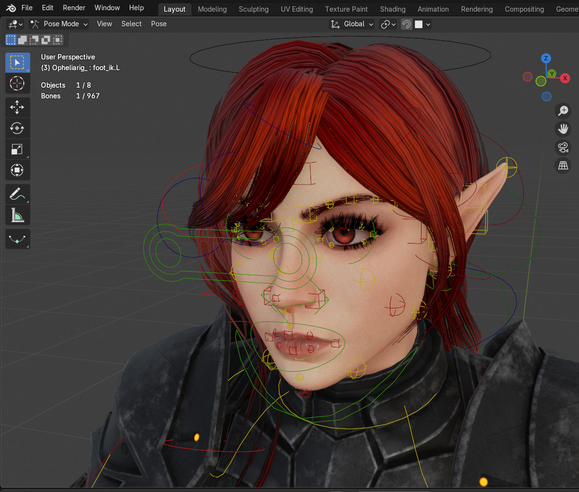 Ophelia - Game-Ready - Rigged Character - Facial Rig - PBR Low-poly 3D model_6