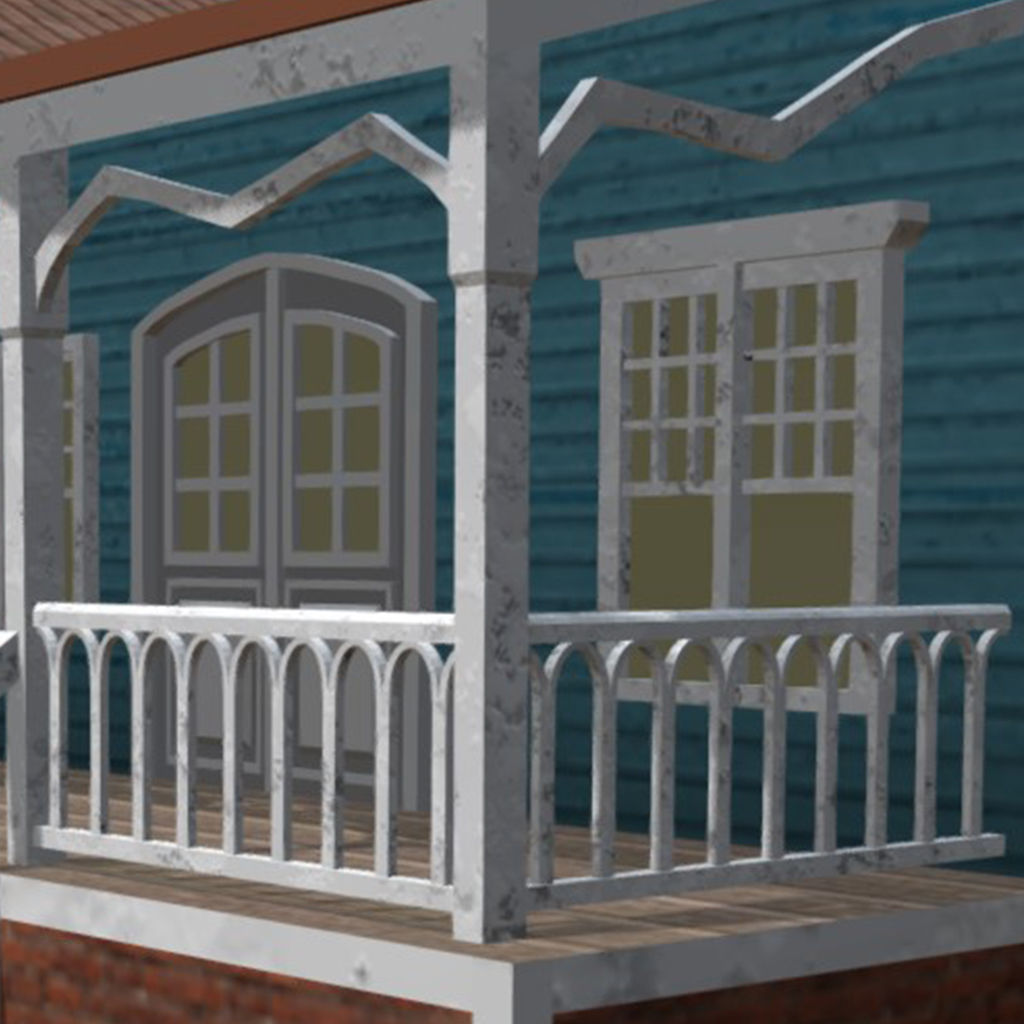 American Style Cottage - Town House Model Low-poly 3D model_5