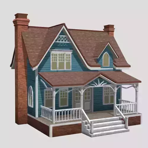 American Style Cottage - Town House Model Low-poly 3D model