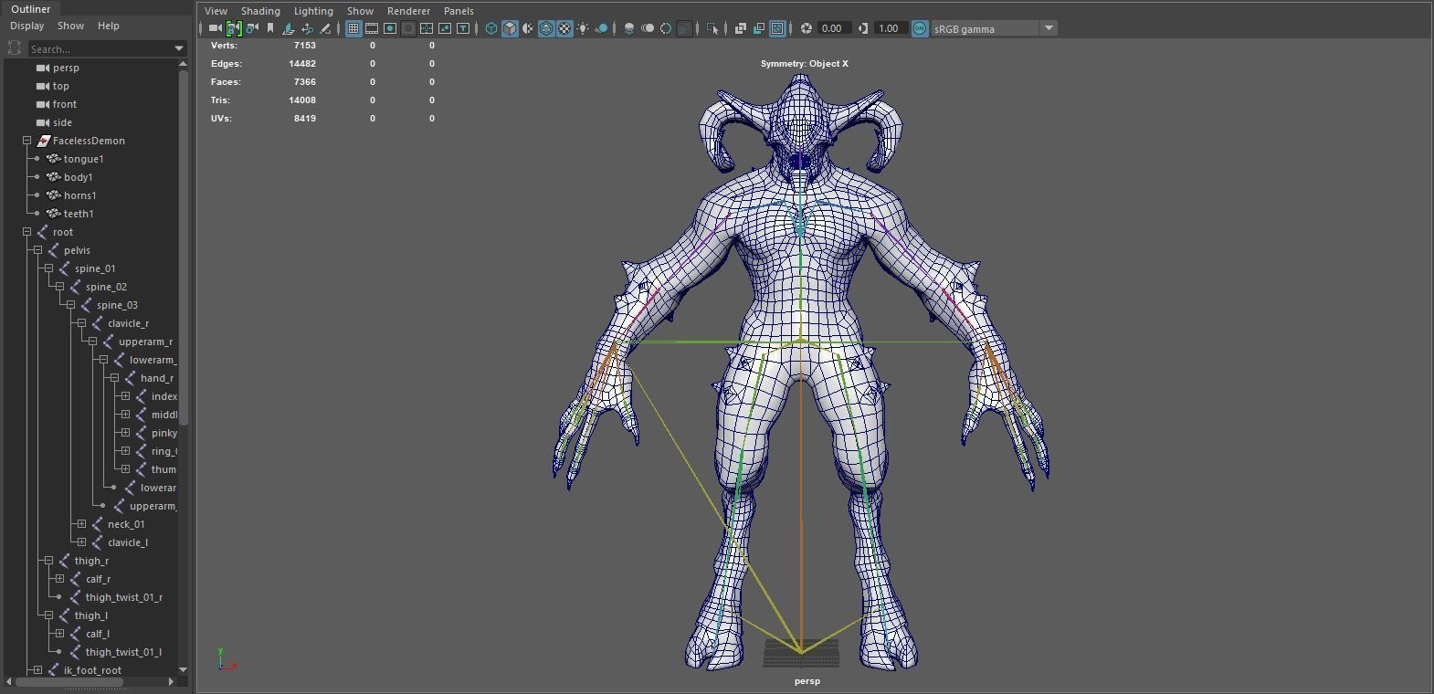 Faceless Demon Low-poly 3D model_29