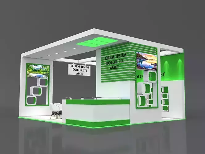 Booth Exhibition Stand Stall 6x7m Height 365 cm 3 Side Open