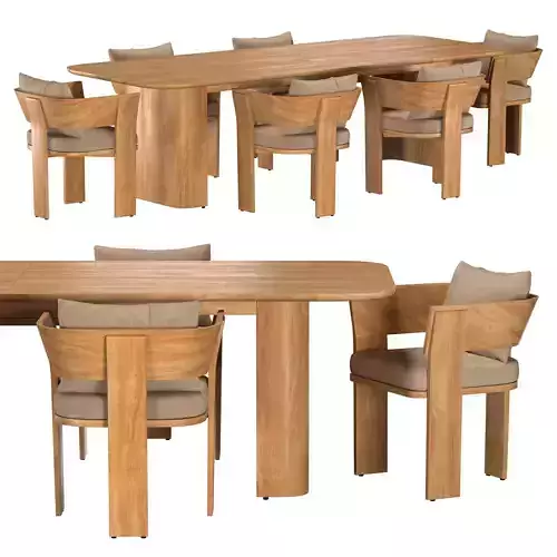 SOLARO TEAK Dining group 3D model