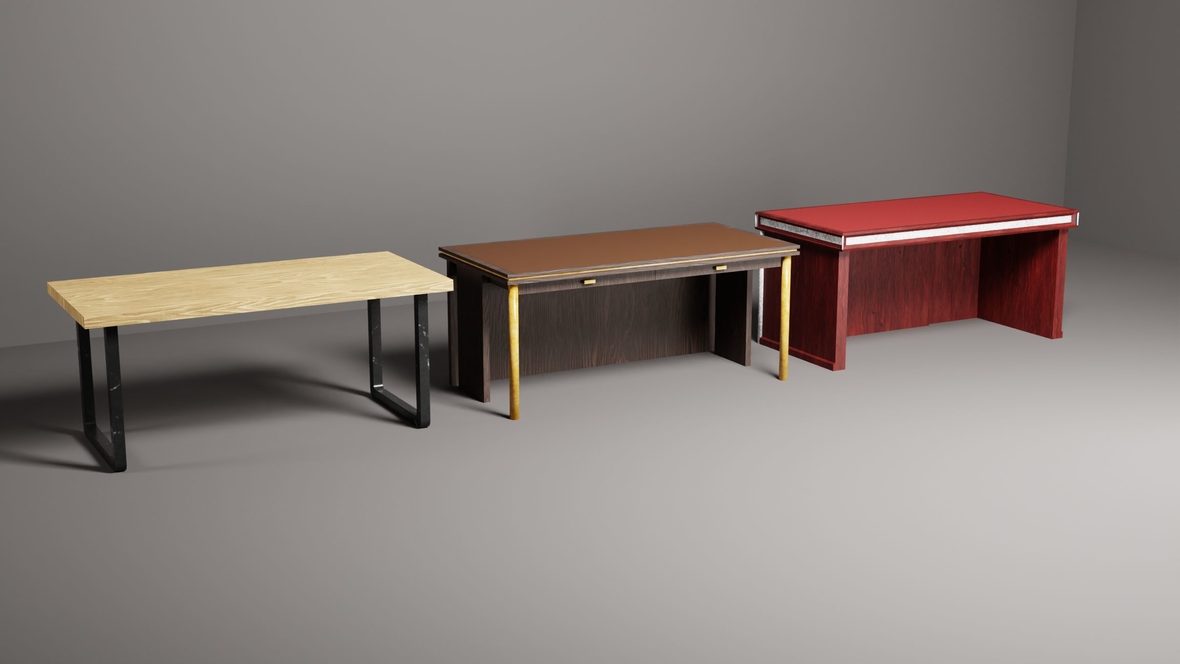 Desks office tables low-poly 3d model Low-poly 3D model_1