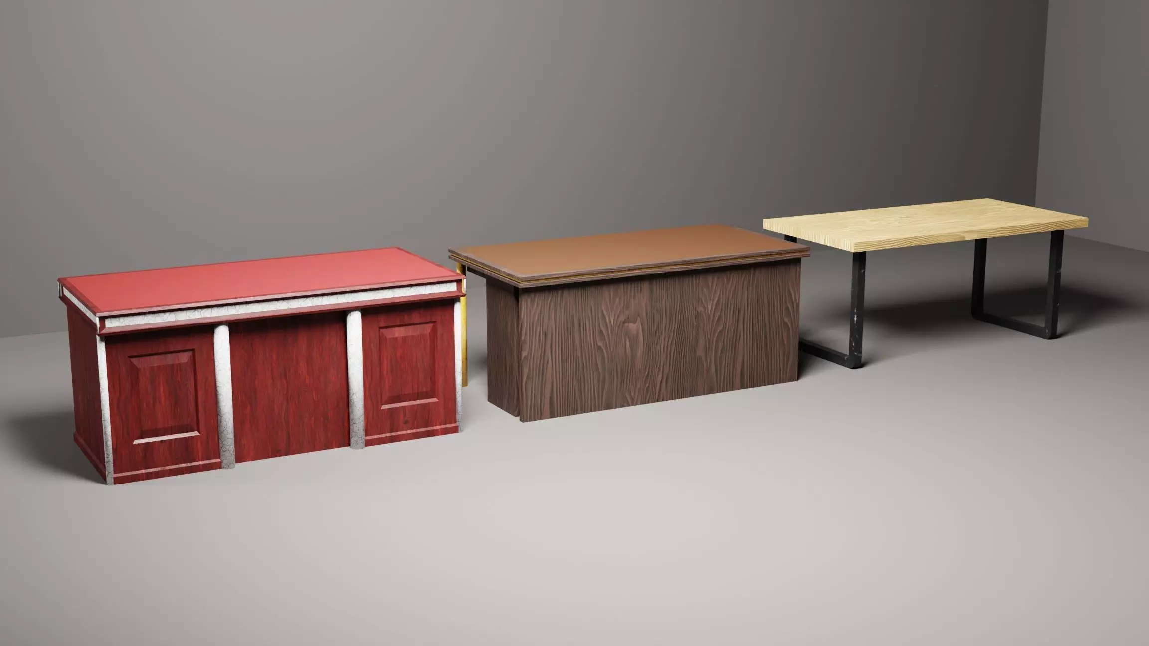 Desks office tables low-poly 3d model Low-poly 3D model_0