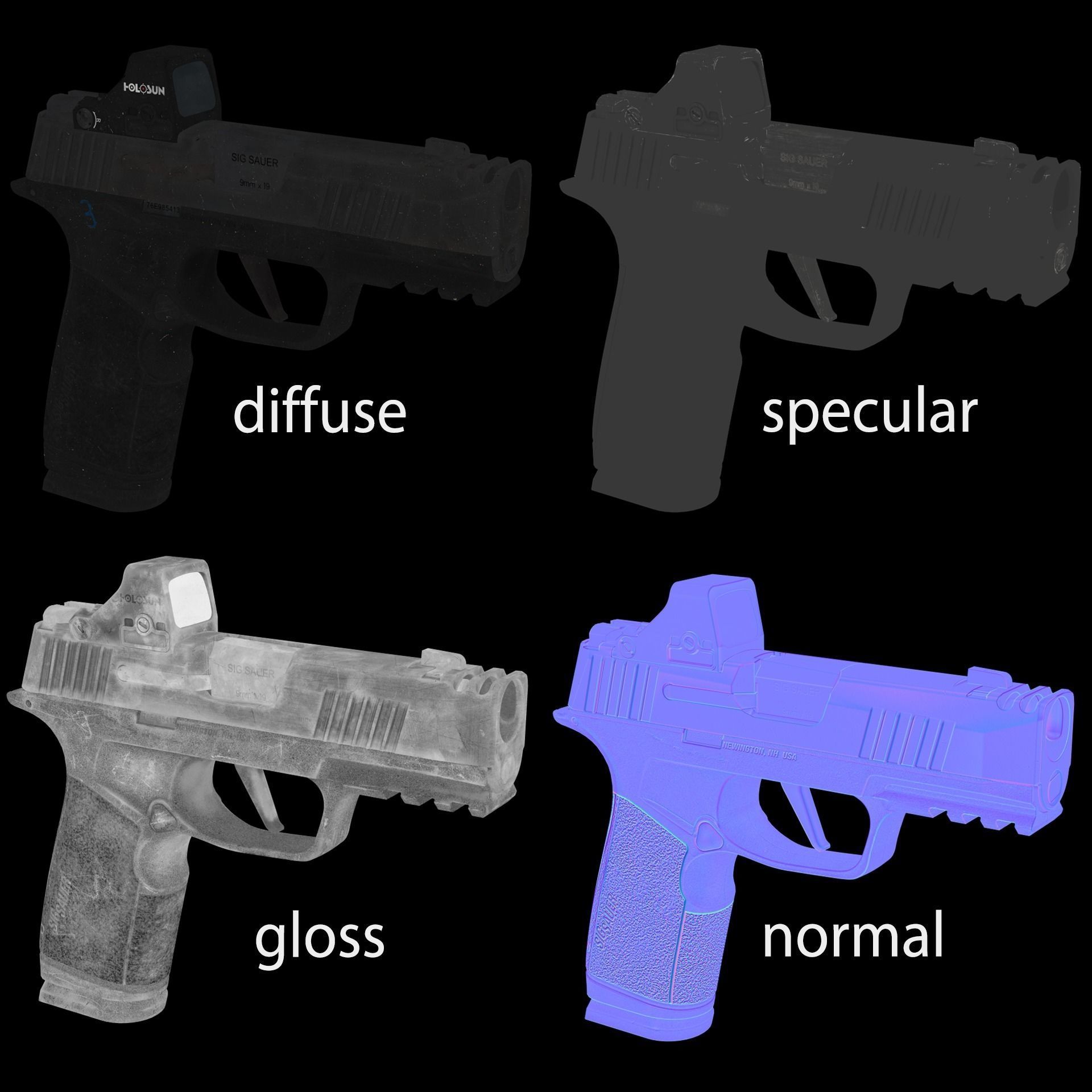 Sig Sauer P365 XMACRO Game-ready Low-poly 3D model_8