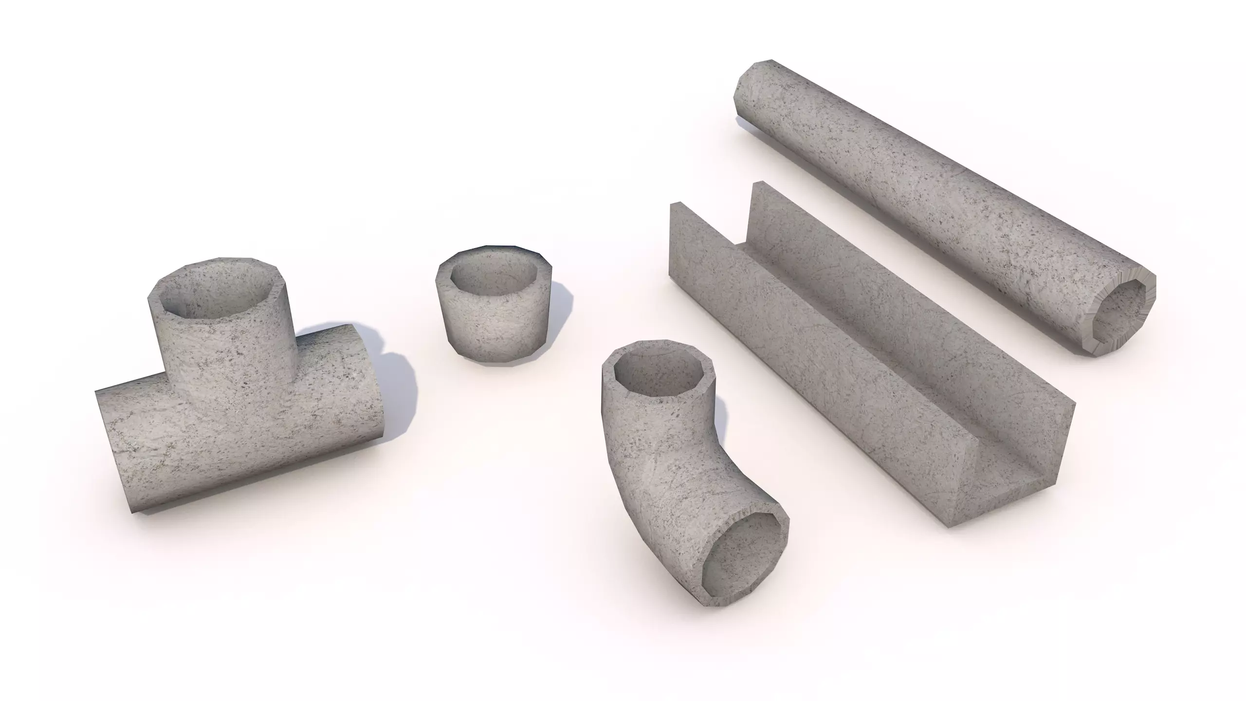Concrete Pipes Pack Lowpoly Low-poly 3D model