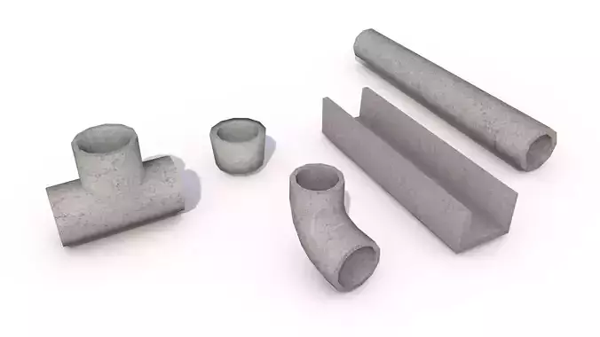 Concrete Pipes Pack Lowpoly  Low-poly 3D model
