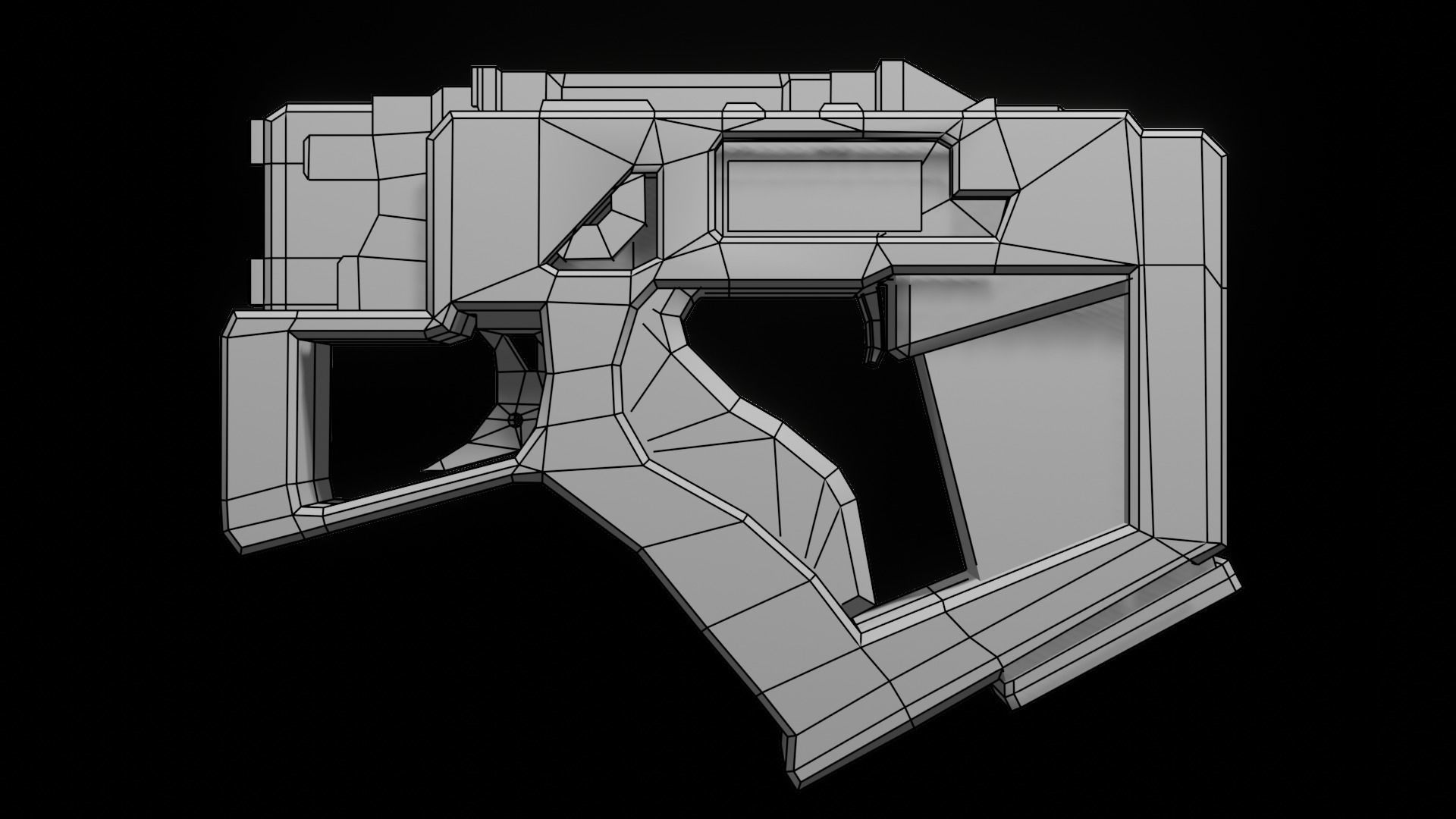 Sci-fi Metalic Pistol Gun Low-poly 3D model_2