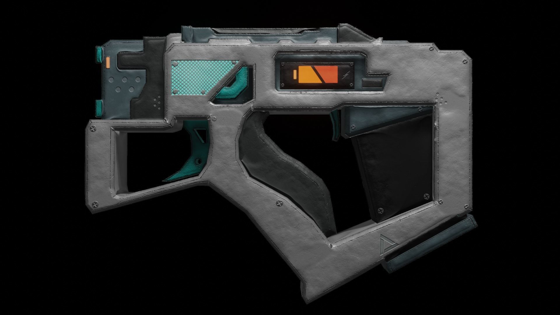 Sci-fi Metalic Pistol Gun Low-poly 3D model_1
