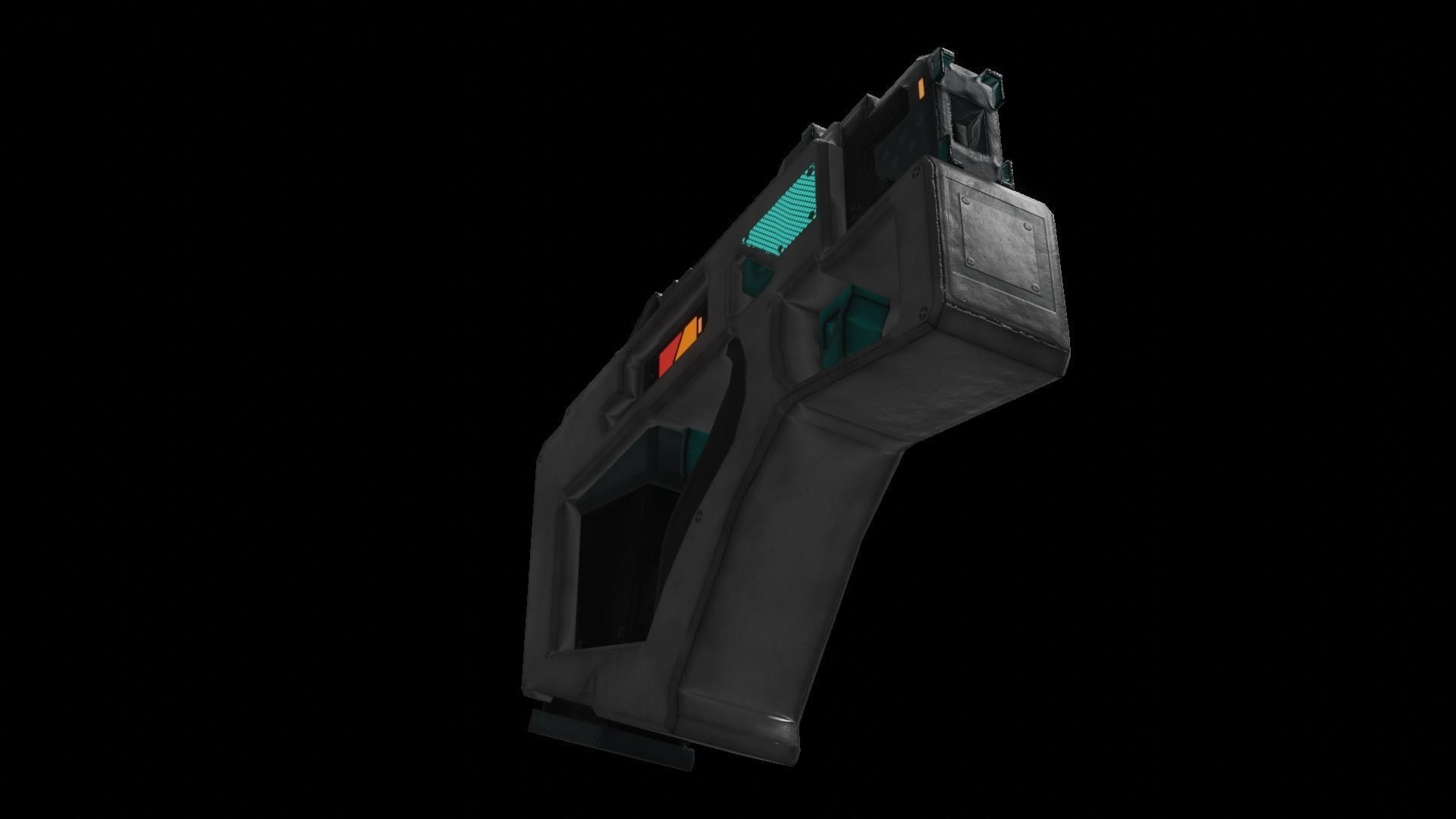 Sci-fi Metalic Pistol Gun Low-poly 3D model_5