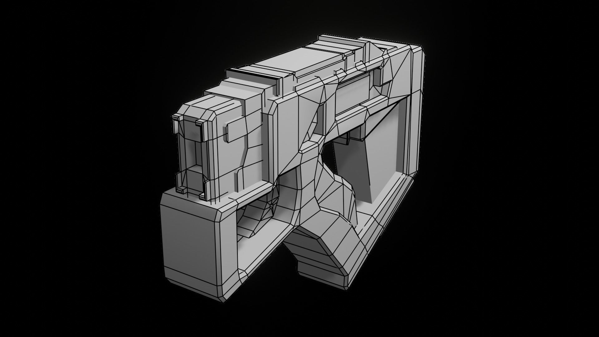 Sci-fi Metalic Pistol Gun Low-poly 3D model_4