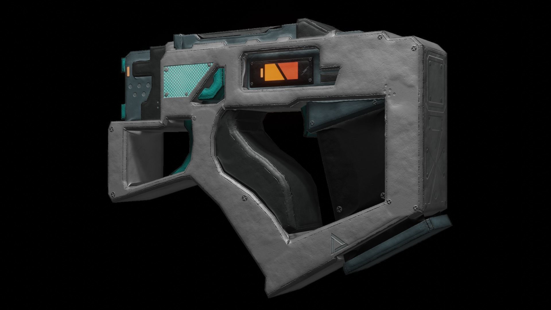 Sci-fi Metalic Pistol Gun Low-poly 3D model_10