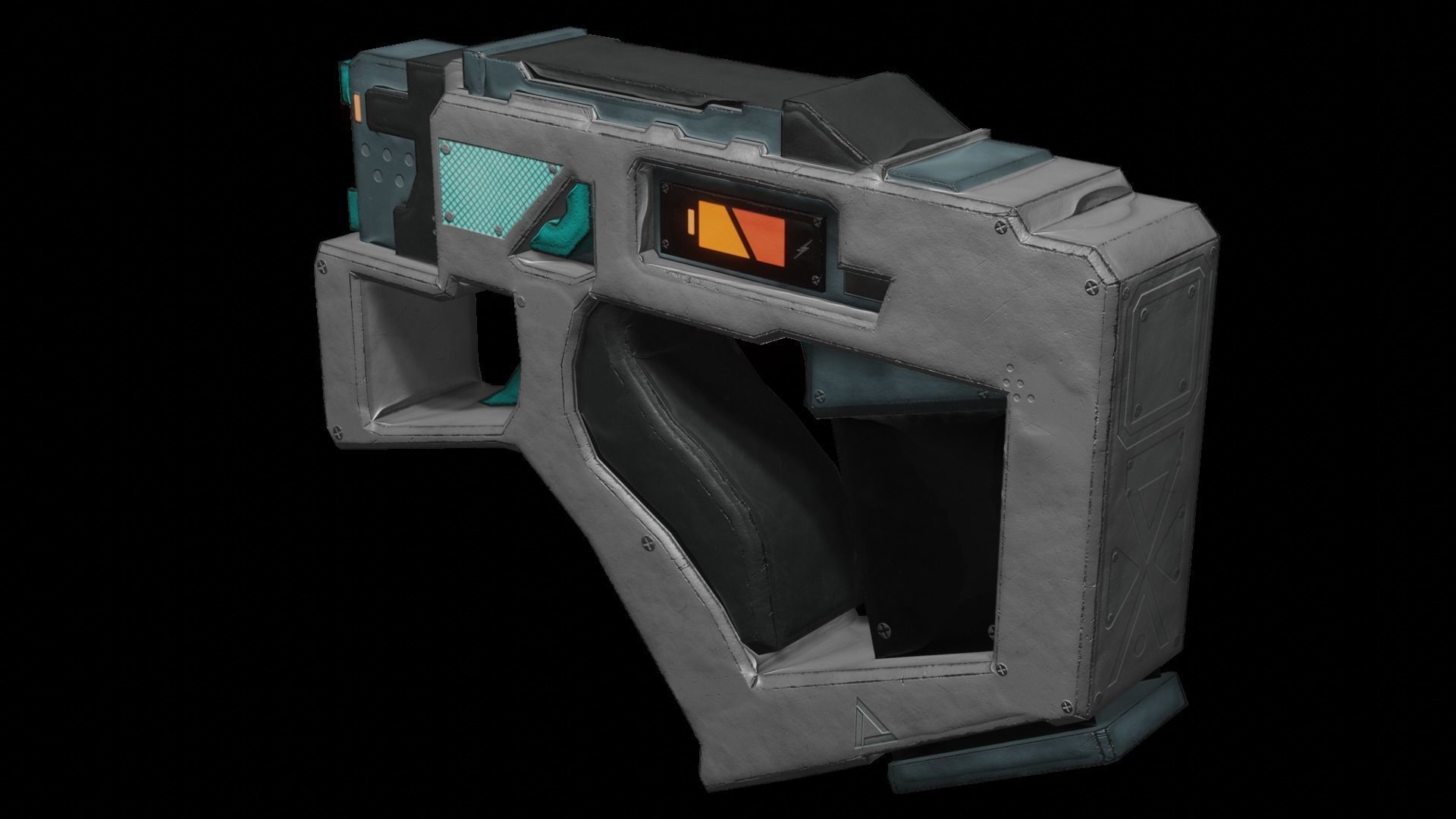 Sci-fi Metalic Pistol Gun Low-poly 3D model_9