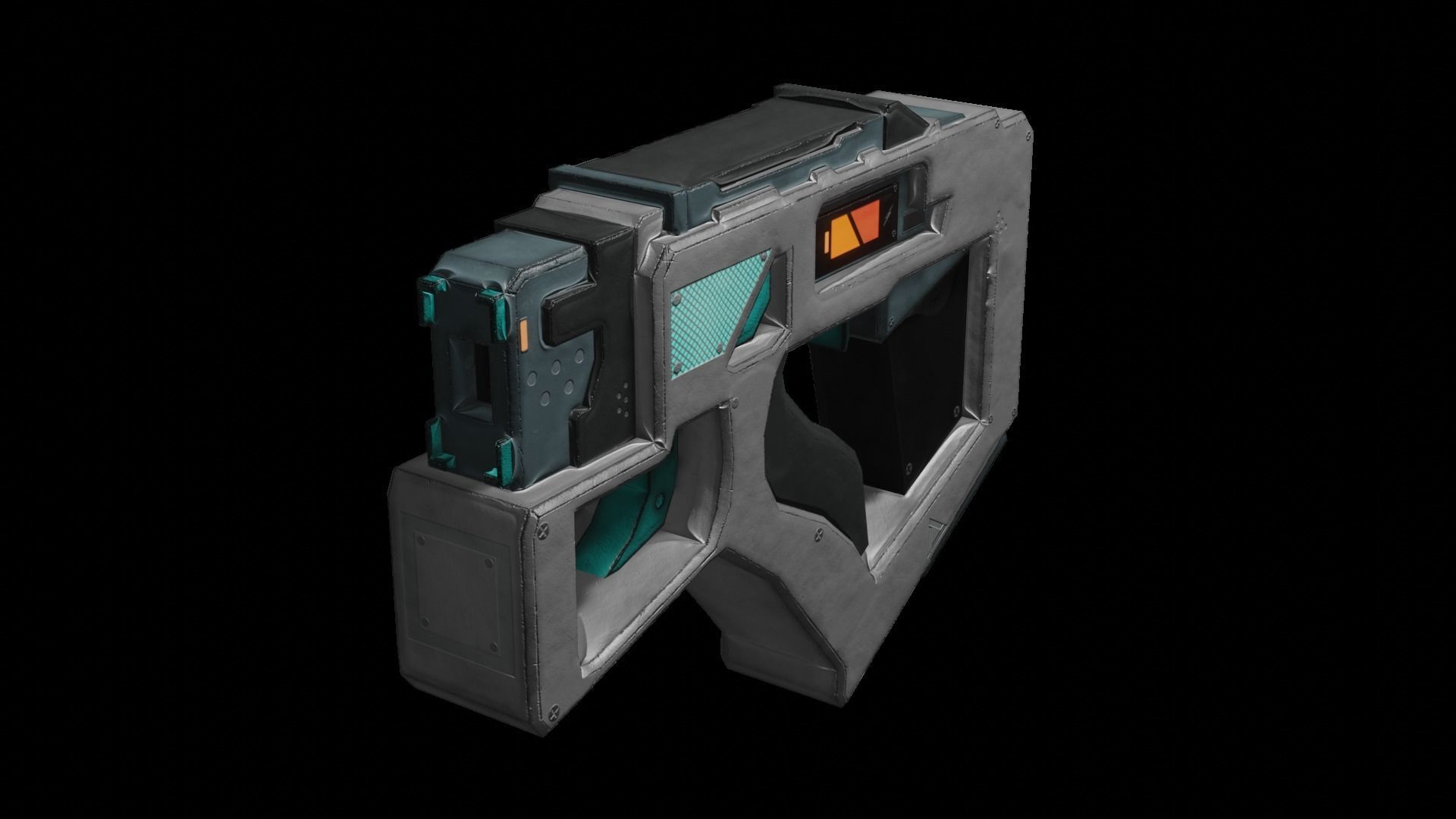 Sci-fi Metalic Pistol Gun Low-poly 3D model_3