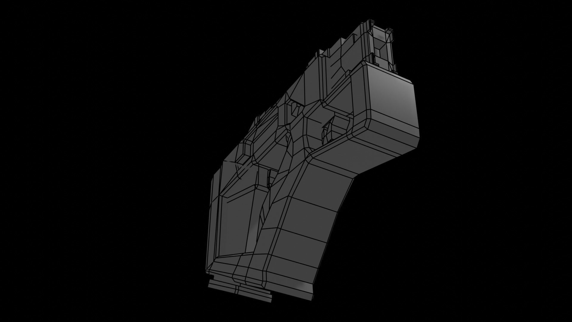 Sci-fi Metalic Pistol Gun Low-poly 3D model_6