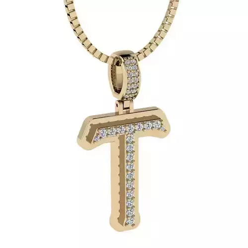 Alphabet Diamond Pendant T