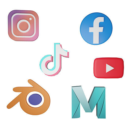 Social Media Logos Pack 3D Low-poly 3D model