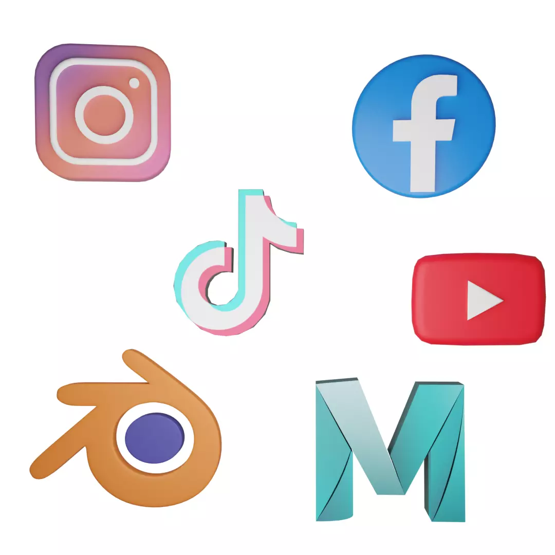 Social Media Logos Pack 3D Low-poly 3D model