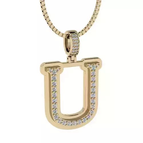 Alphabet Diamond Pendant U
